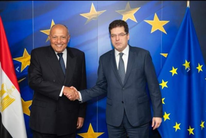 تفاصيل اجتماع وزير الخارجية مع المفوض الأوروبي لإدارة الأزمات في بروكسل
