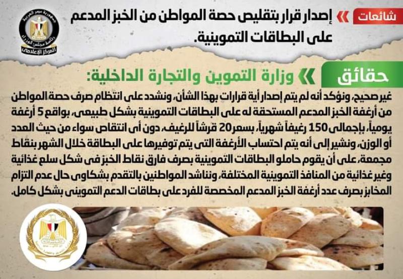 تعرف على حقيقة تقليص حصة المواطن المصري من الخبز المدعم
